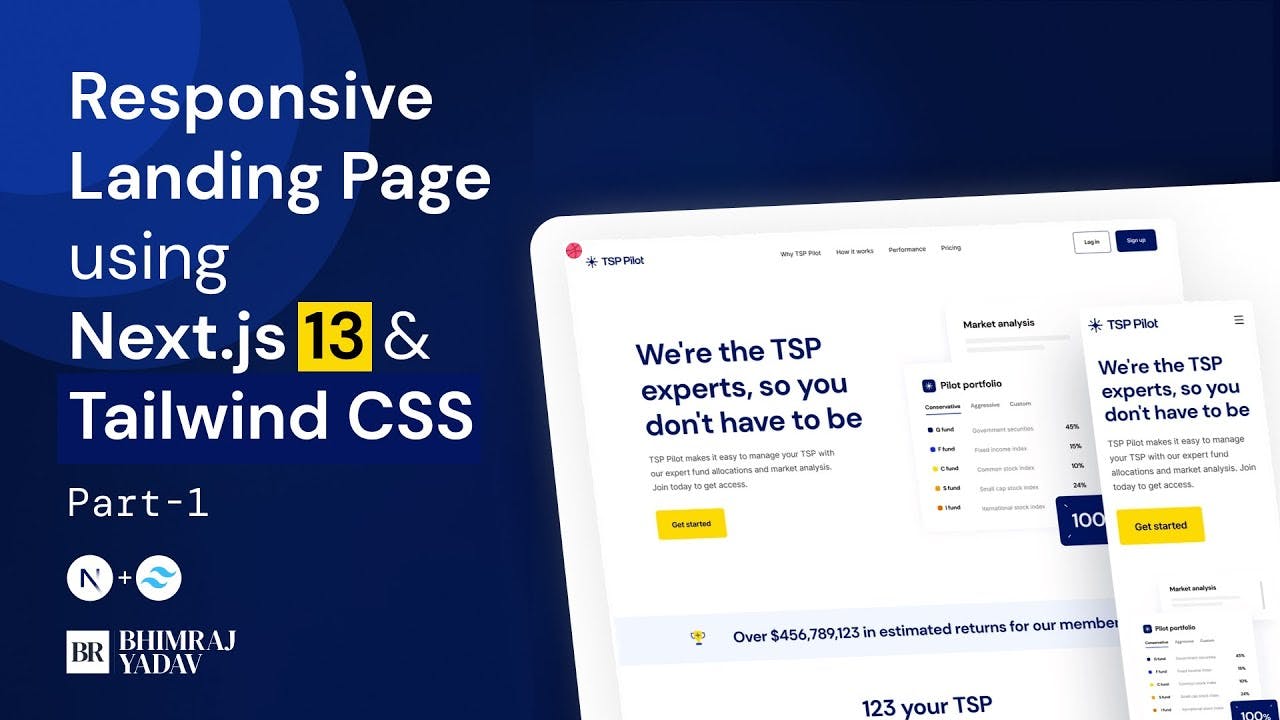 Responsive Landing Page  using Next.js 13 &amp; Tailwind CSS from scratch | Part-1
